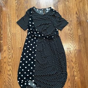 ASOS DESIGN mono mixed spot twist front dress